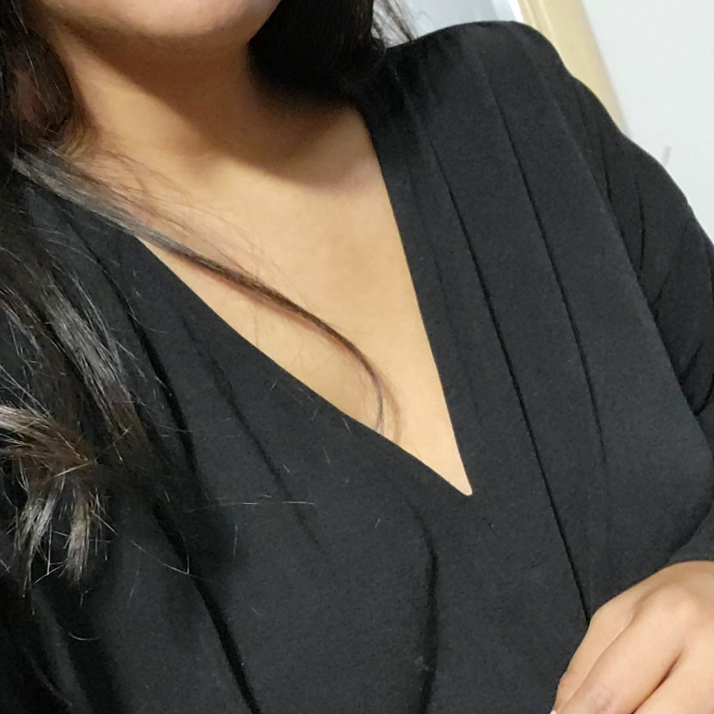 LOVERICHE BLACK RUCHED FRONT TOP S M L 4 6 8 10 12 - Picture 6 of 8